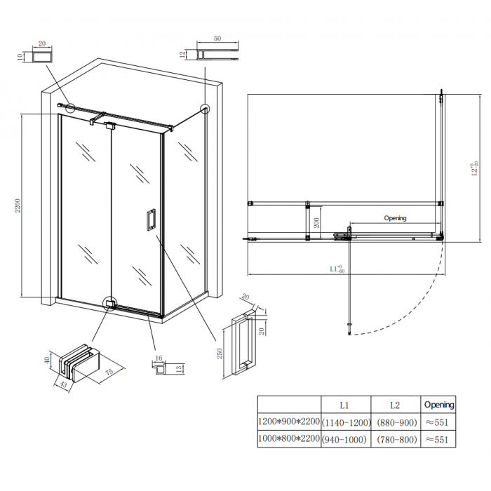Душевая кабина без поддона Koer SR SC02-100x80x200-TR-01 прозрачное стекло Easy Clean 8мм, хром (KR Душевая кабина без поддона Koer SR SC02-100x80x200-TR-01 прозрачное стекло Easy Clean 8мм, хром (KR