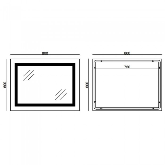 Зеркало Mixxus WARM MR02-80x60-CASE с Led Touch, Anti-fog, димером, регулятором яркости, часами (MI