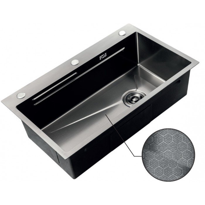 Мойка Zerix ZH7545-SET-05 DECOR NANO-BLACK (3.0/0.8) с нерж. стали, комплект (графит) (ZM5582) Мойка Zerix ZH7545-SET-05 DECOR NANO-BLACK (3.0/0.8) с нерж. стали, комплект (графит) (ZM5582)