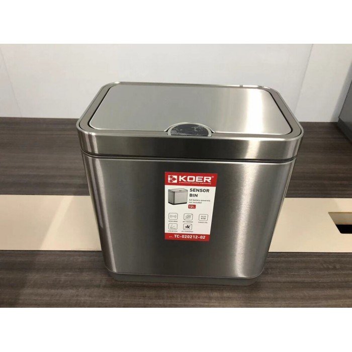 Відро для сміття сенсорне прямокутне Koer TC-020212-02 12 л колір нержавійка (KR5584)