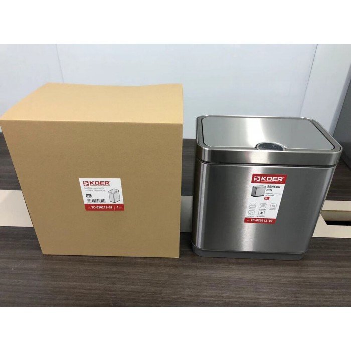 Відро для сміття сенсорне прямокутне Koer TC-020212-02 12 л колір нержавійка (KR5584)