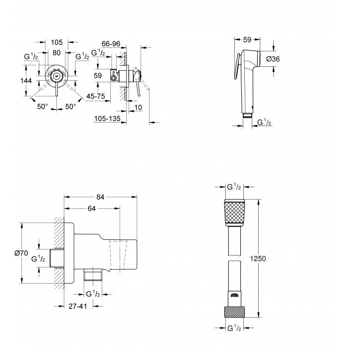 Комплект гигиенического душа Grohe BauClassic (UA11104801) Комплект гигиенического душа Grohe BauClassic (UA11104801)