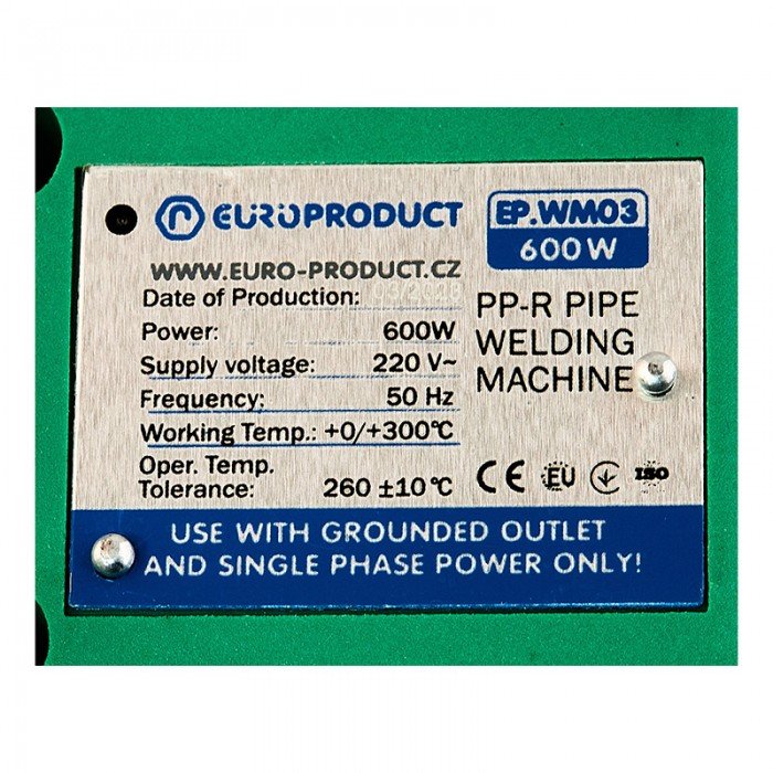 Паяльник для труб PPR, Europroduct EP.WM03 (плоские насадки) 20/32mm (EP6093) Паяльник для труб PPR, Europroduct EP.WM03 (плоские насадки) 20/32mm (EP6093)