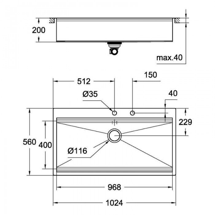 Мойка кухонная Grohe EX Sink K800 (120 cm) (31586SD0) Мойка кухонная Grohe EX Sink K800 (120 cm) (31586SD0)