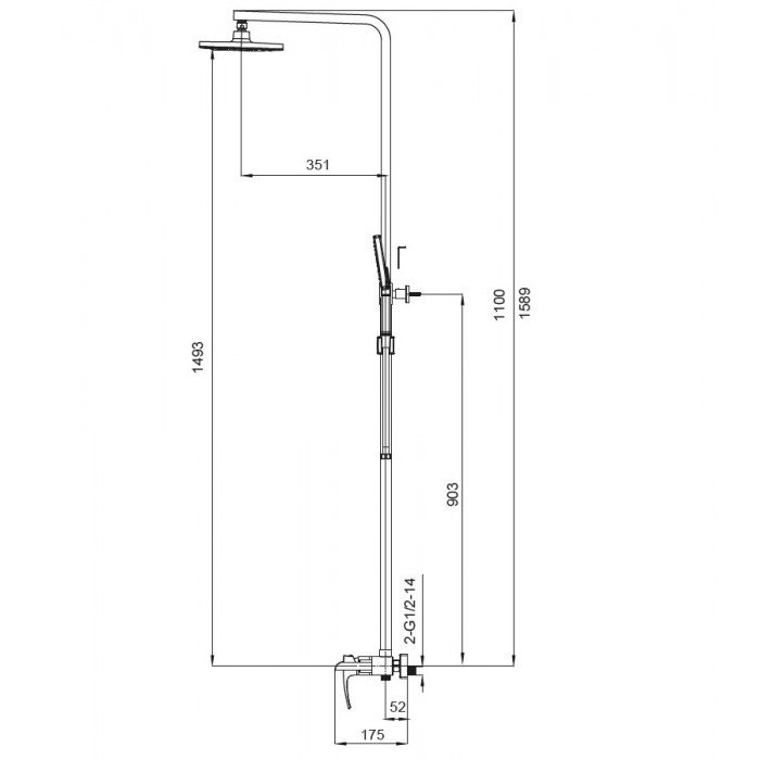 Душова колона із змішувачем водоспад Koer KB-58007-05 (Колір чорний) (KR3463)