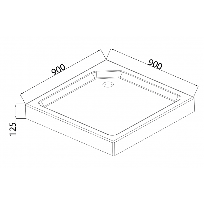Душовий піддон із сифоном Mixxus CUBIC ST01-90x90x13 діаметр зливу 52 мм (MI6917)