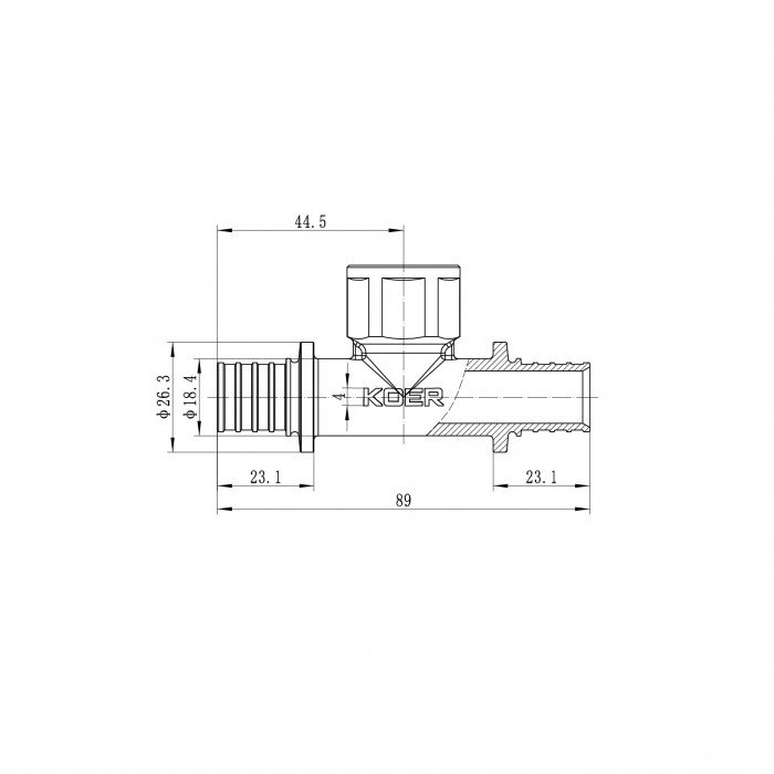 Трійник перехідний з ВР Koer KA.T20-06F-20 - 20(2.8mm) x 1/2"F x 20(2.8mm) (KR4895) Трійник перехідний з ВР Koer KA.T20-06F-20 - 20(2.8mm) x 1/2"F x 20(2.8mm) (KR4895)