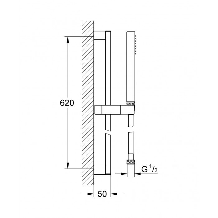 Душовий гарнітур зі штангою, 1 режим струменю Grohe Euphoria Cube (27936000)