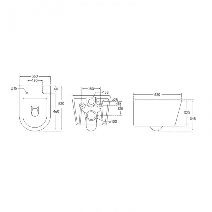 Унитаз подвесной Mixxus ELLIPSE-0306-R 520x360x365mm, система смыва RIMLESS (MI6708) Унитаз подвесной Mixxus ELLIPSE-0306-R 520x360x365mm, система смыва RIMLESS (MI6708)
