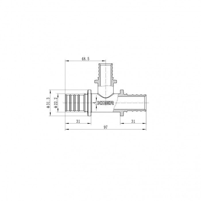Трійник перехідний Koer KA.T25-20-25 - 25(3.5mm) x 20(2.8mm) x 25(3.5mm) (KR4892) Трійник перехідний Koer KA.T25-20-25 - 25(3.5mm) x 20(2.8mm) x 25(3.5mm) (KR4892)