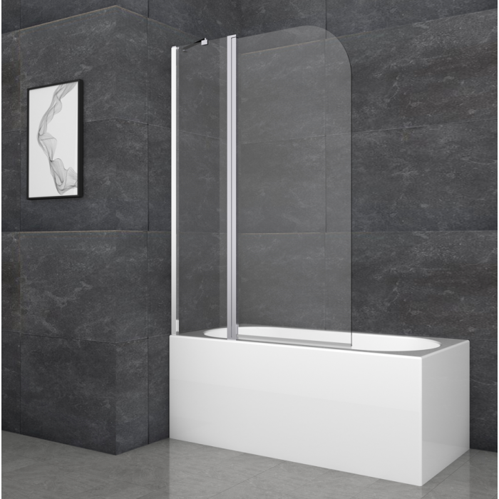 Шторки стеклянные на ванну Koer SR BS03-95x140-TR-01 прозрачное стекло 6мм, хром (KR5402)