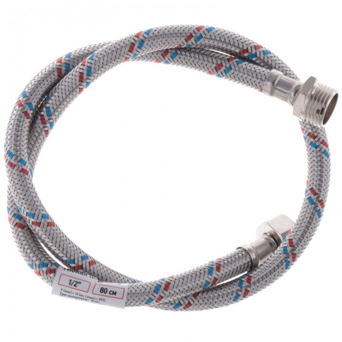 Гнучкий шланг для підключення води гайка 1/2'' - Штуцер 1/2'' (80 см) Zerix (ZX1564) Гнучкий шланг для підключення води гайка 1/2'' - Штуцер 1/2'' (80 см) Zerix (ZX1564)