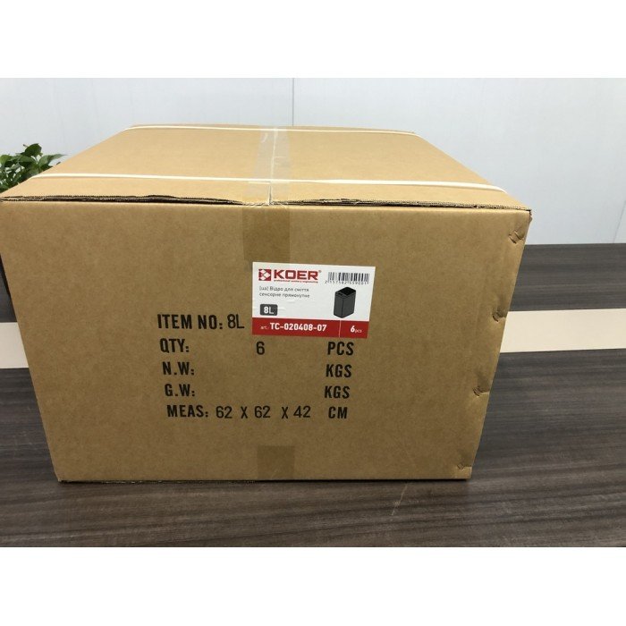 Відро для сміття сенсорне прямокутне Koer TC-020408-07 8 л колір графіт (KR5590)