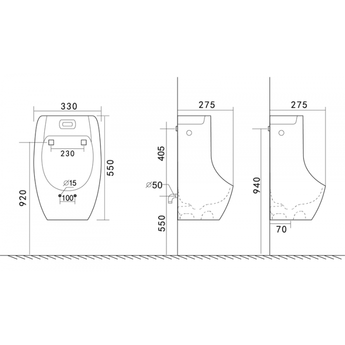 Писсуар подвесной Mixxus Premium BEVEL-1002 330x245x545mm с ИК-датчиком автоматического смыва (MP66 Писсуар подвесной Mixxus Premium BEVEL-1002 330x245x545mm с ИК-датчиком автоматического смыва (MP66