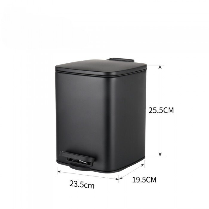 Мусорное ведро с плавным закрытием квадратное Zerix Kubix-TC0106 Black 6 л цвет черный (ZX5890) Мусорное ведро с плавным закрытием квадратное Zerix Kubix-TC0106 Black 6 л цвет черный (ZX5890)