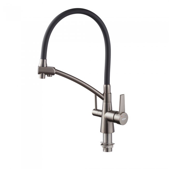 Кухонный смеситель с силик. изливом и вых. для питьевой воды KOER KB-72003-07 (KR3377)