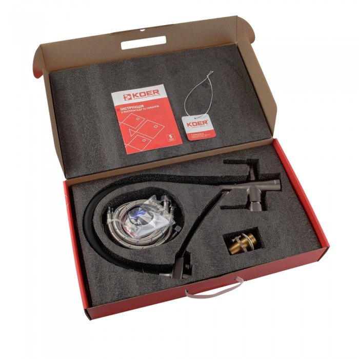 Кухонный смеситель с силик. изливом и вых. для питьевой воды KOER KB-72003-07 (KR3377)