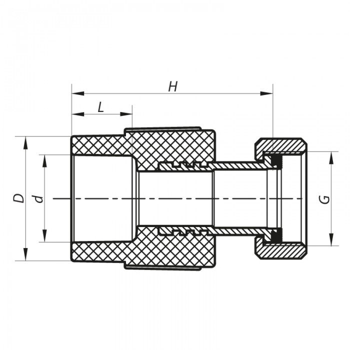 Муфта с накидной гайкой 25x3/4F PPR Koer K0142.PRO (KP0179) Муфта с накидной гайкой 25x3/4F PPR Koer K0142.PRO (KP0179)