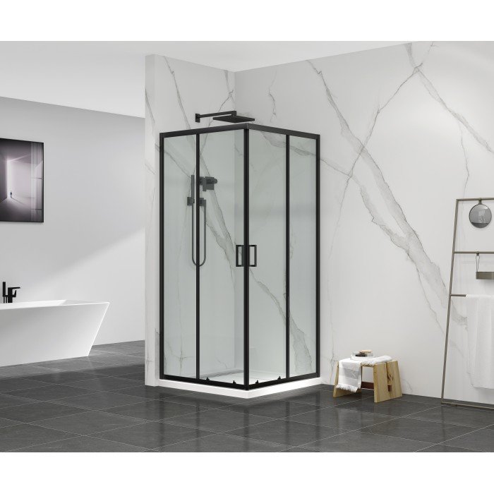 Душова кабіна без піддону Mixxus Premium DIVERSE SC02-90x90x195-TR Black прозоре скло 5мм (MI Душова кабіна без піддону Mixxus Premium DIVERSE SC02-90x90x195-TR Black прозоре скло 5мм (MI