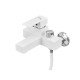 Смеситель для ванны Plamix Kubus-009 EURO SET White (со шлангом, лейкой и кронштейном) (PM0673) Смеситель для ванны Plamix Kubus-009 EURO SET White (со шлангом, лейкой и кронштейном) (PM0673)