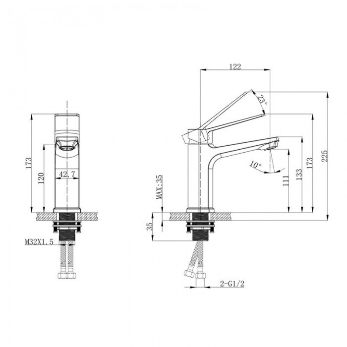 Змішувач для умивальника Mixxus Wilson 001 Graphite (Колір графіт) (MI7126) Змішувач для умивальника Mixxus Wilson 001 Graphite (Колір графіт) (MI7126)