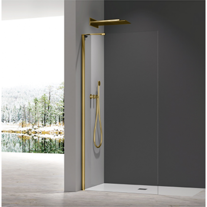 Душевая перегородка Koer SR SP02-100x200-TR-12 Walk-In проз.стекло Easy Clean 8мм, матовое золото ( Душевая перегородка Koer SR SP02-100x200-TR-12 Walk-In проз.стекло Easy Clean 8мм, матовое золото (
