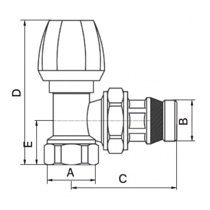Вентиль радиаторный "антитечка" Europroduct EP.0522 - 1/2x1/2" FM угловой (EP6146)