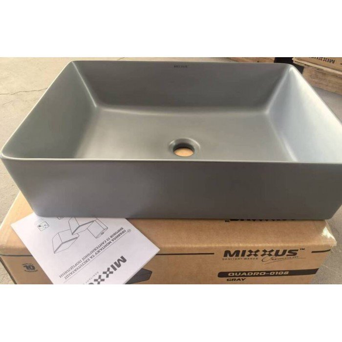 Раковина накладная Mixxus Premium QUADRO-0108 GRAY 550x390x145mm (MP6652) Раковина накладная Mixxus Premium QUADRO-0108 GRAY 550x390x145mm (MP6652)