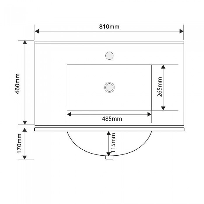 Раковина мебельная Mixxus Premium CUBIC-1503 810х460х170mm с отверстием под смеситель и переливом (