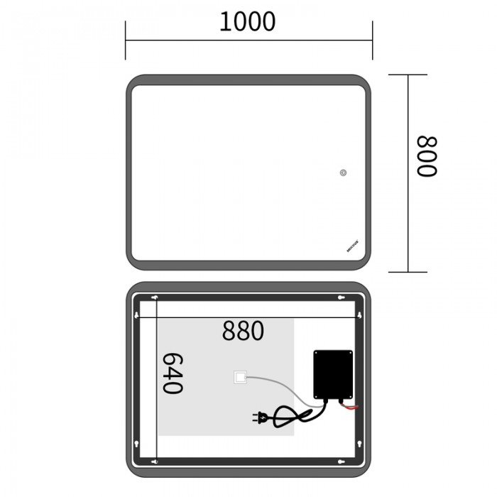 Зеркало Mixxus Premium OLIVARY MR19-100x80-Reverse с Led Touch, Anti-fog, димером (3-6,5kK) (MP6629