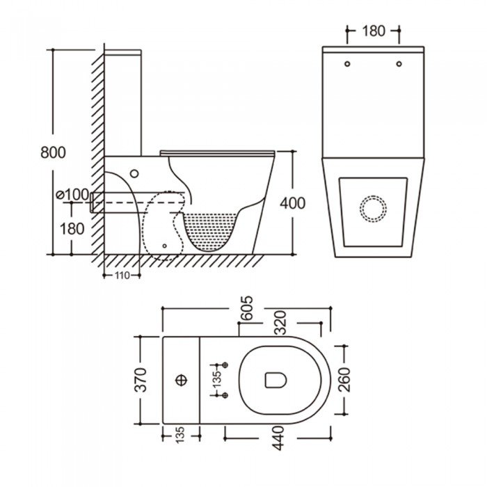 Бачок до унітазу-компакту Mixxus Bevel-0405-R Tank 605х370х800 зі зливною арматурою (MI8325)
