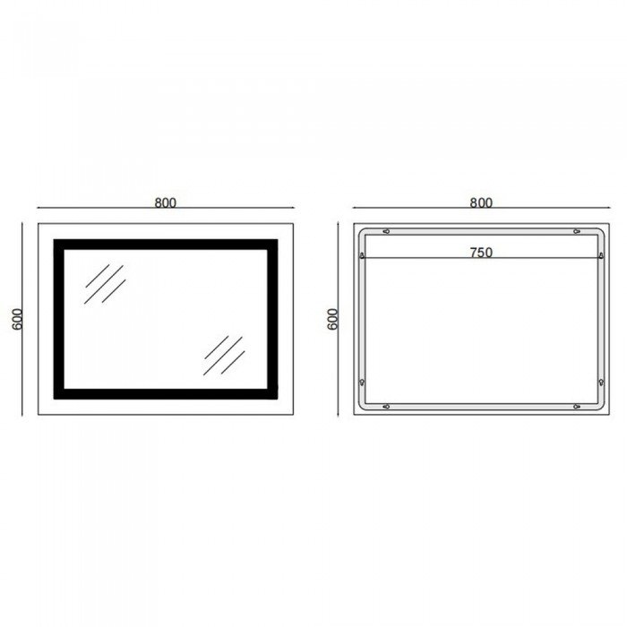 Зеркало Mixxus TALL MR08-80x60-Reverse с Led Touch, Anti-fog, димером, регулятором яркости (MI6659)