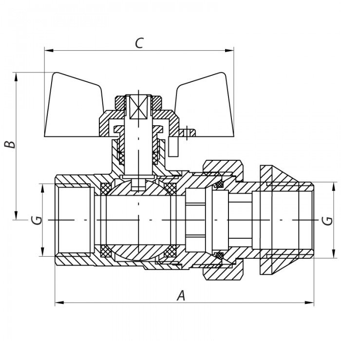 Кран с американкой 3/4" "антипротечка" (Koer KR.227-Gi) (KR0191)