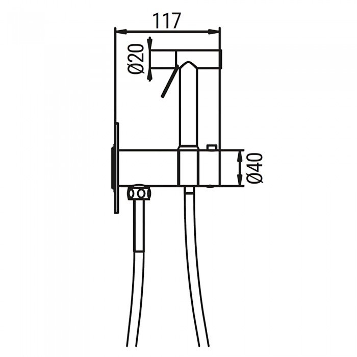 Змішувач для гігієнічного душу Koer KB-24029-01 термостатичний вбудований, колір хром (KR5485)