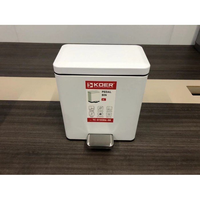 Мусорное ведро с плавным закрытием прямоугольное Koer TC-010306-08 6 л цвет белый (KR5601) Мусорное ведро с плавным закрытием прямоугольное Koer TC-010306-08 6 л цвет белый (KR5601)