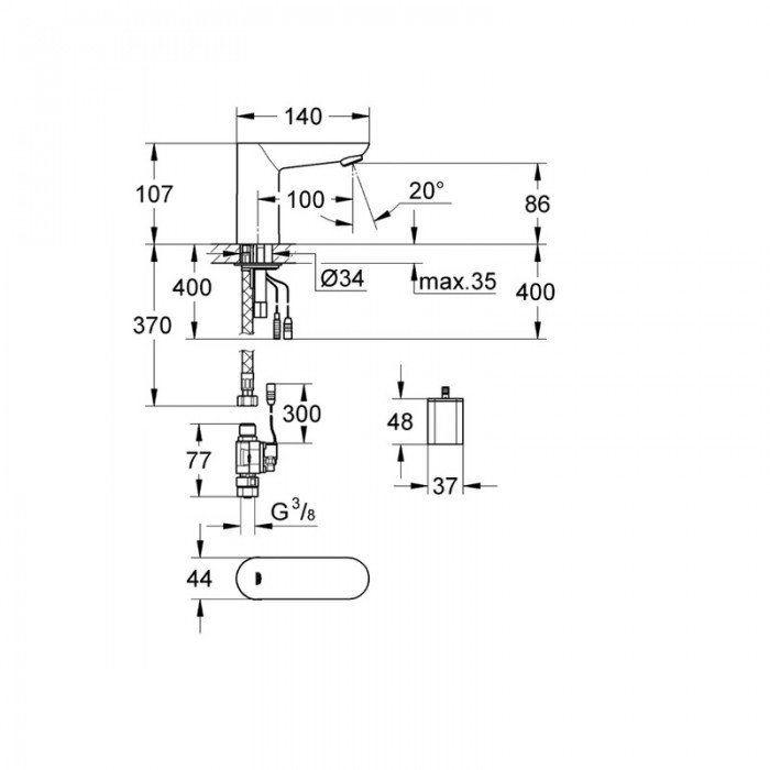 Монокран на одну воду сенсорный, 6V Grohe Euroeco Cosmopolitan E (36271000) Монокран на одну воду сенсорный, 6V Grohe Euroeco Cosmopolitan E (36271000)