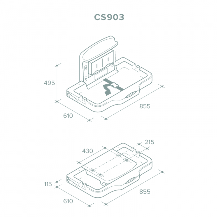 Настінний пеленальний столик із посиленими бортами Rixo Maggio (CS903)