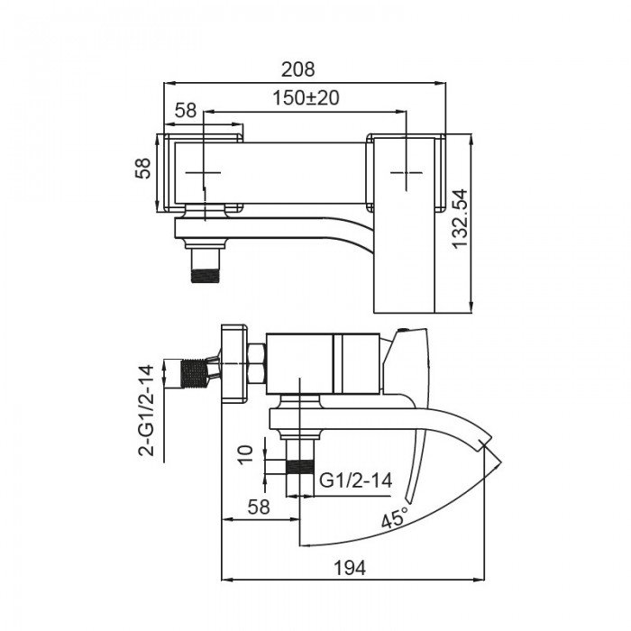 Змішувач для ванни з коротким зливом Koer KB-41007-01 (Колір хром) (KR3454) Змішувач для ванни з коротким зливом Koer KB-41007-01 (Колір хром) (KR3454)