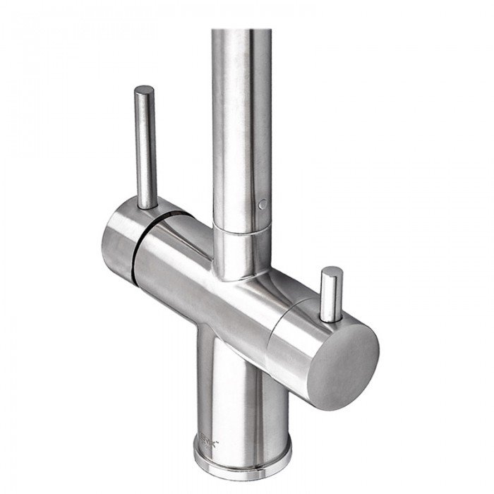 Смеситель кухонный на две воды Zerix LUX-024 с выдвижной лейкой (нерж. сталь) (ZX5555)