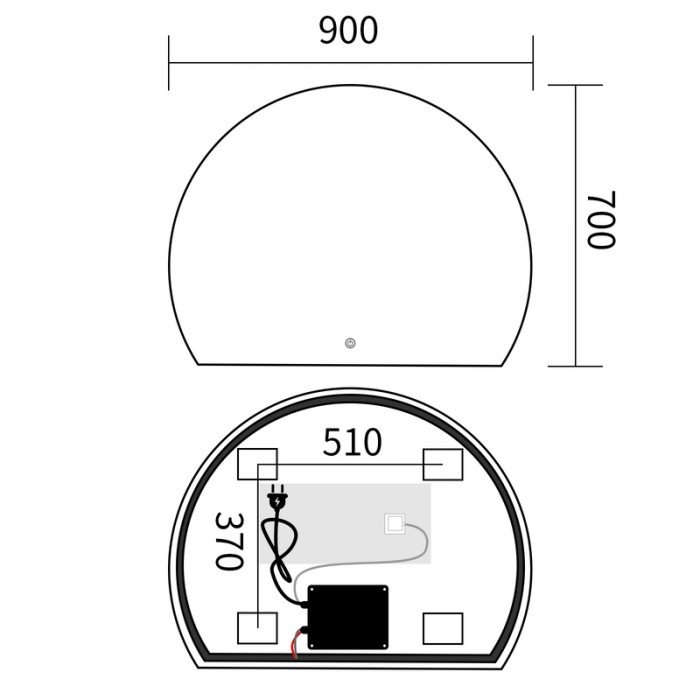 Зеркало Mixxus Premium TOPPER MS01-90x70-Reverse с Led Touch, Anti-fog, димером (3-6,5kK) (MP6632)