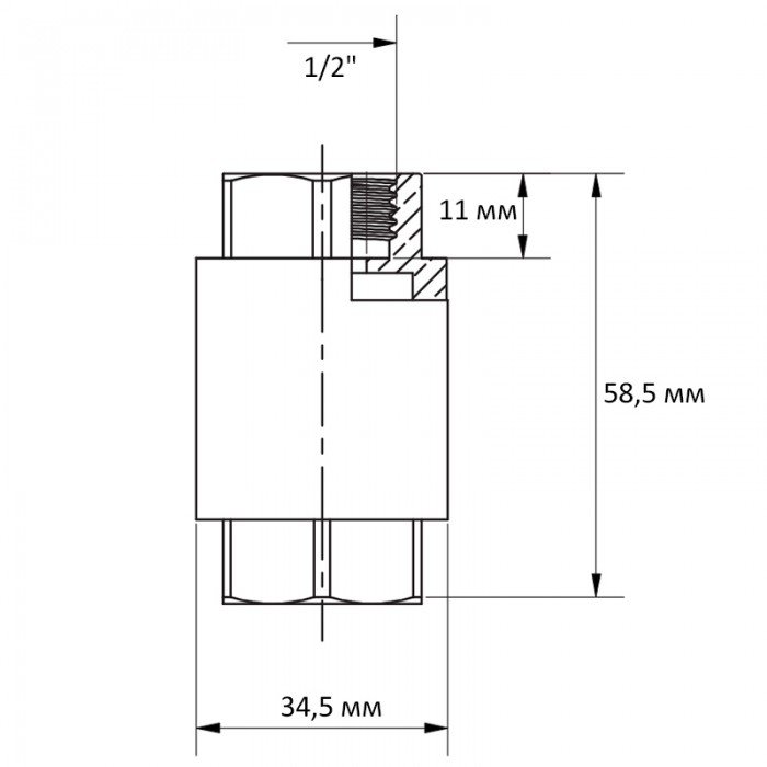 Клапан обратный Roho R300-050 - 1/2" ВВ "MONDIAL", лат. шток (RO0243)
