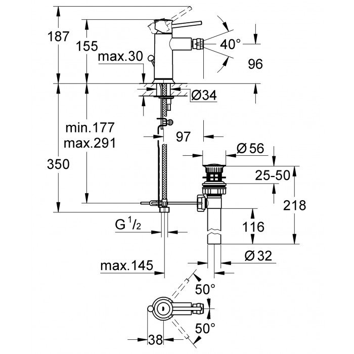 Смеситель для биде Grohe BauClassic (32864000)