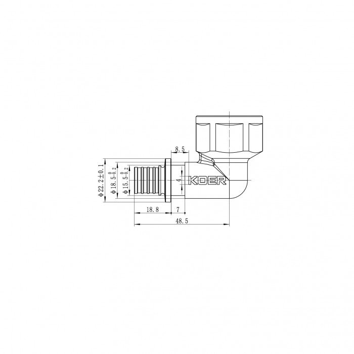 Уголок переходной с ВР Koer KA.L08F-16 - 16(2.2mm) x 3/4"F (KR4877)