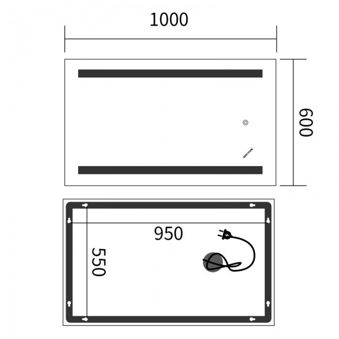 Зеркало Mixxus Premium LINES MR17-100x60-Reverse с Led Touch, Anti-fog, димером, регулятором яркост