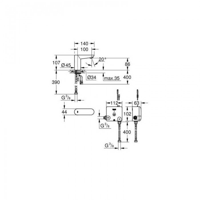 Монокран на одну воду сенсорний, 6V Grohe Euroeco Cosmopolitan E (36384000) Монокран на одну воду сенсорний, 6V Grohe Euroeco Cosmopolitan E (36384000)