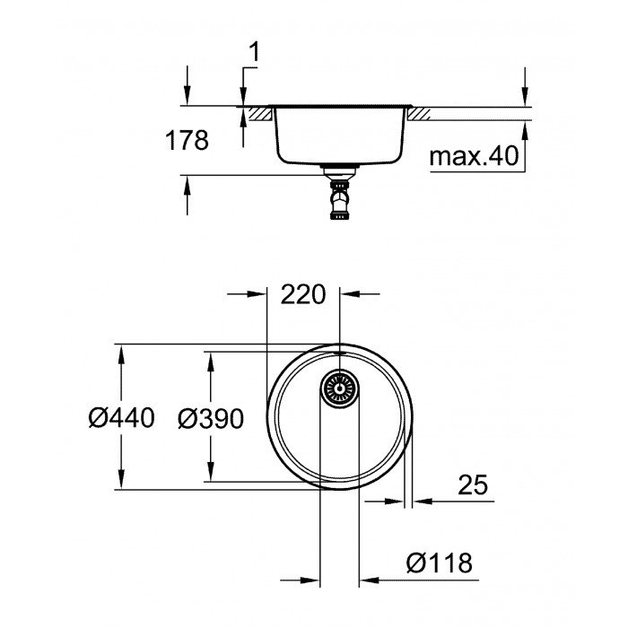 Мийка для кухні із нержавіючої сталі Grohe K200 (31720SD0) Мийка для кухні із нержавіючої сталі Grohe K200 (31720SD0)