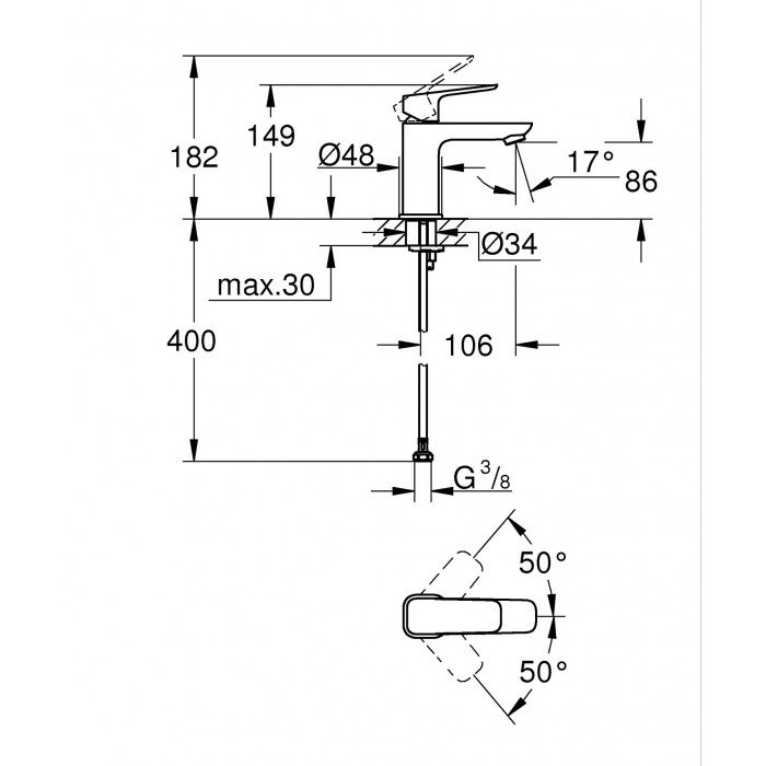 Одноважільний змішувач для раковини Grohe Cubeo S-розміру (1016992430) Одноважільний змішувач для раковини Grohe Cubeo S-розміру (1016992430)