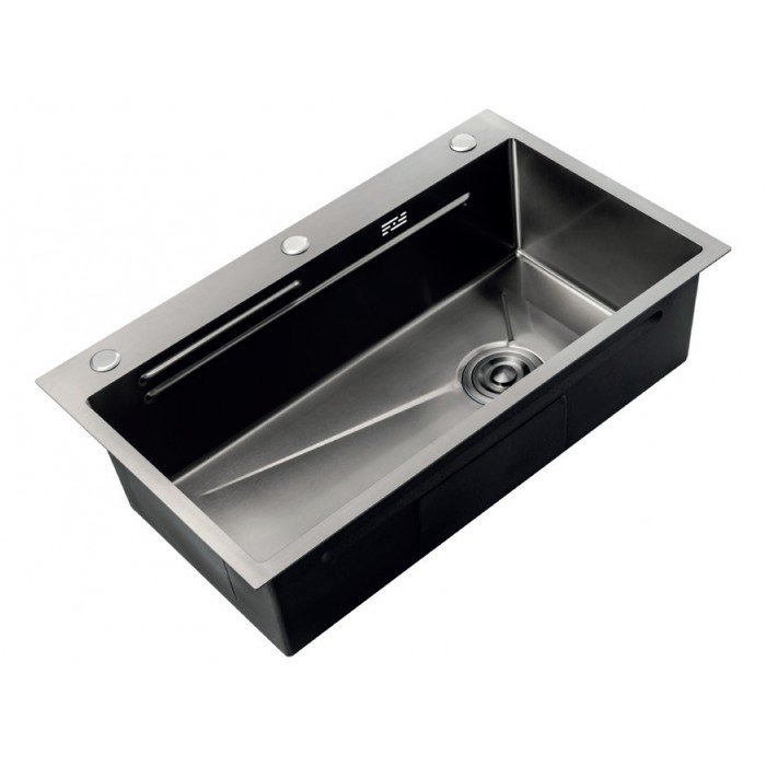 Мийка Zerix ZH8045-SET-05 NANO-BLACK (3.0/0.8) з нерж. сталі, комплект (графіт) (ZM5585)