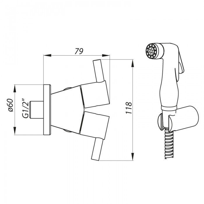 Монокран Zerix LR5398-3 для гігіє. душа і бачка унітазу (LL1560)