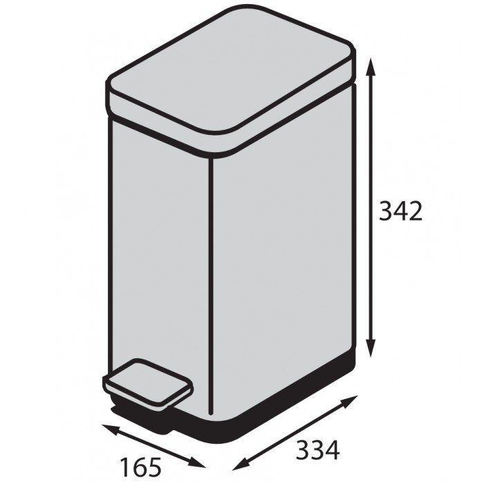 Мусорное ведро с плавным закрытием прямоугольное Koer TC-010210-02 10 л цвет нержавейка (KR5597)